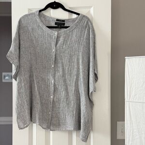 Tahari Light Gray Button-Down Blouse